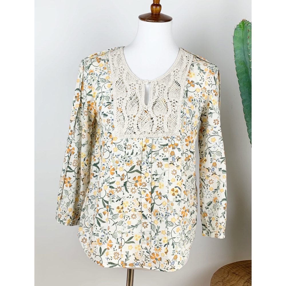 Zara Basic | Floral Crochet Detail Popover Top